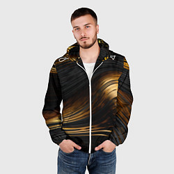 Ветровка с капюшоном мужская Black gold waves, цвет: 3D-белый — фото 2