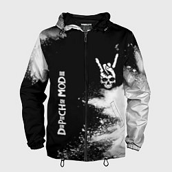 Ветровка с капюшоном мужская Depeche Mode и рок символ на темном фоне, цвет: 3D-черный