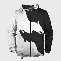 Ветровка с капюшоном мужская Волк инь ян, цвет: 3D-черный