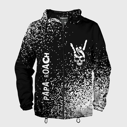 Мужская ветровка Papa Roach и рок символ на темном фоне / 3D-Черный – фото 1
