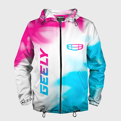 Мужская ветровка Geely neon gradient style: надпись, символ / 3D-Черный – фото 1