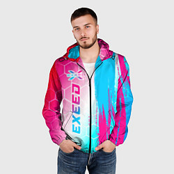 Ветровка с капюшоном мужская Exeed neon gradient style: по-вертикали, цвет: 3D-черный — фото 2