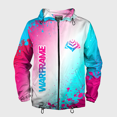 Мужская ветровка Warframe neon gradient style: надпись, символ / 3D-Черный – фото 1