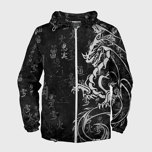 Мужская ветровка White dragon - grunge / 3D-Белый – фото 1
