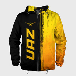 Ветровка с капюшоном мужская UAZ - gold gradient: по-вертикали, цвет: 3D-черный