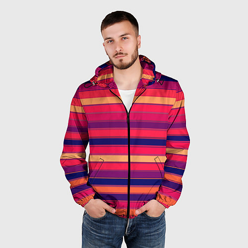 Мужская ветровка Полосатый ярко-красный / 3D-Черный – фото 3