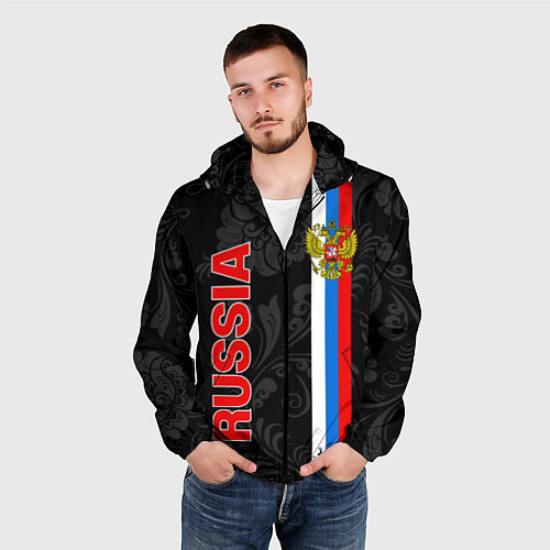 Мужская ветровка Russia black style / 3D-Черный – фото 3