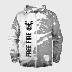 Ветровка с капюшоном мужская Free Fire glitch на светлом фоне: по-вертикали, цвет: 3D-белый