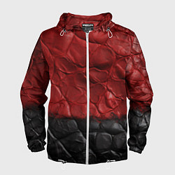 Ветровка с капюшоном мужская Черная красная текстура, цвет: 3D-белый