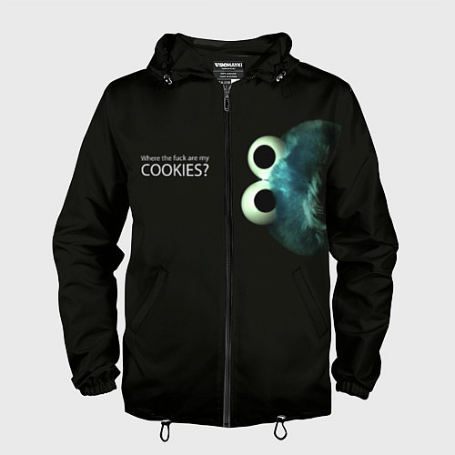 Мужская ветровка Cookie Monster - Где печеньки / 3D-Черный – фото 1