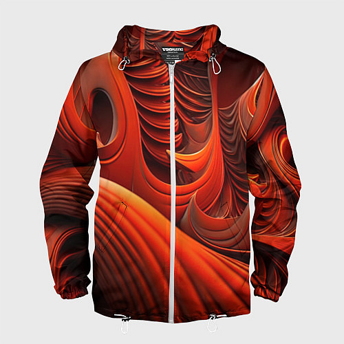 Мужская ветровка Оранжевая абстракция / 3D-Белый – фото 1