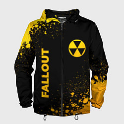 Ветровка с капюшоном мужская Fallout - gold gradient: надпись, символ, цвет: 3D-черный