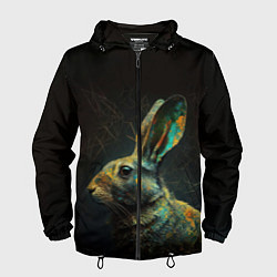 Ветровка с капюшоном мужская Магический кролик, цвет: 3D-черный