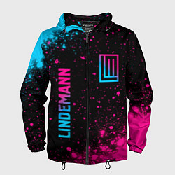 Ветровка с капюшоном мужская Lindemann - neon gradient: надпись, символ, цвет: 3D-черный