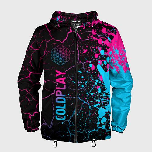 Мужская ветровка Coldplay - neon gradient: по-вертикали / 3D-Черный – фото 1