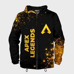 Ветровка с капюшоном мужская Apex Legends - gold gradient: надпись, символ, цвет: 3D-черный