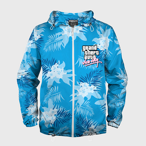 Мужская ветровка Цветочный паттерн - GTA vice city / 3D-Белый – фото 1