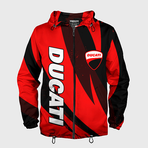 Мужская ветровка Ducati - красные волны / 3D-Черный – фото 1