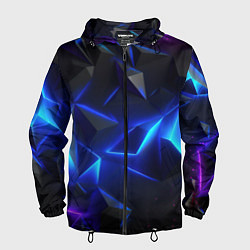 Ветровка с капюшоном мужская Blue dark neon, цвет: 3D-черный