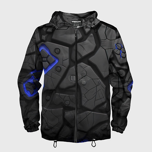 Мужская ветровка Черные плиты с синей вставкой / 3D-Черный – фото 1