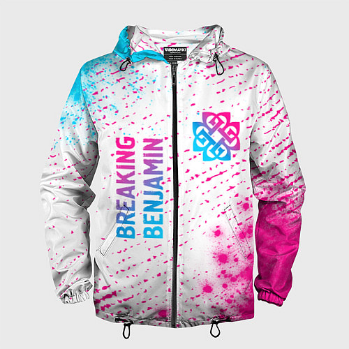 Мужская ветровка Breaking Benjamin neon gradient style: надпись, си / 3D-Черный – фото 1