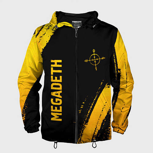 Мужская ветровка Megadeth - gold gradient: надпись, символ / 3D-Черный – фото 1