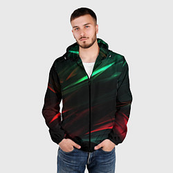 Ветровка с капюшоном мужская Dark red and green, цвет: 3D-черный — фото 2