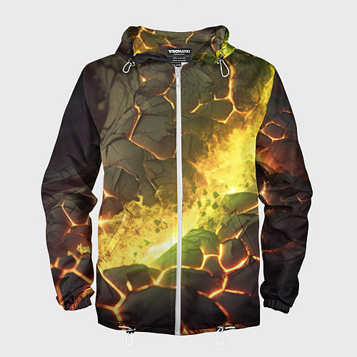 Мужская ветровка Разлом плиты с лавой / 3D-Белый – фото 1