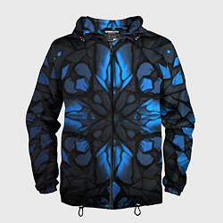 Ветровка с капюшоном мужская Синий абстрактный узор на плитах, цвет: 3D-черный