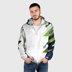 Ветровка с капюшоном мужская Геометрическая абстракция вектор, цвет: 3D-белый — фото 2