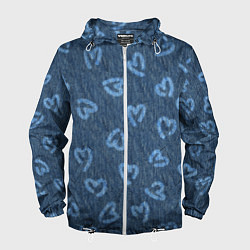 Ветровка с капюшоном мужская Hearts on denim, цвет: 3D-белый