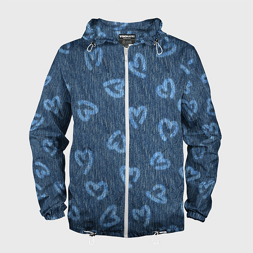Мужская ветровка Hearts on denim / 3D-Белый – фото 1