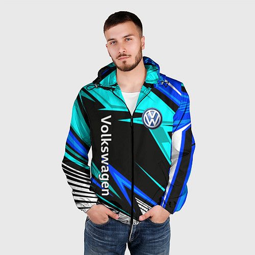 Мужская ветровка Фольцваген - sport uniform / 3D-Черный – фото 3