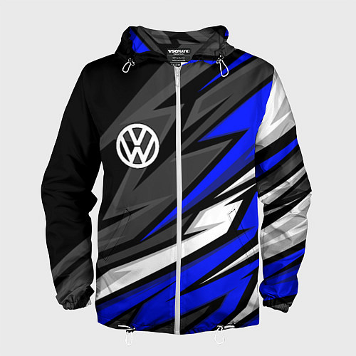 Мужская ветровка Volkswagen - Синяя абстракция / 3D-Белый – фото 1