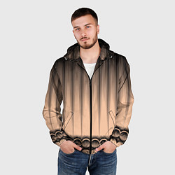 Ветровка с капюшоном мужская Персиковый полосатый градиент, цвет: 3D-черный — фото 2