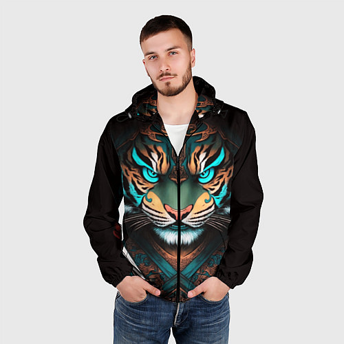 Мужская ветровка Тигр самурай / 3D-Черный – фото 3