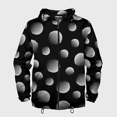 Мужская ветровка Шары в полоску на черном фоне / 3D-Черный – фото 1