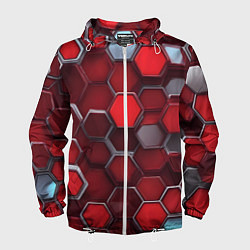 Мужская ветровка Cyber hexagon red