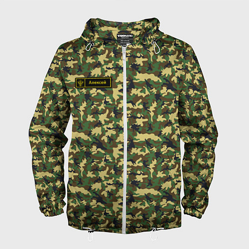 Мужская ветровка Камуфляж флора - Алексей / 3D-Белый – фото 1