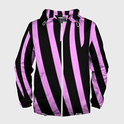 Ветровка с капюшоном мужская Полосы розовой зебры, цвет: 3D-белый
