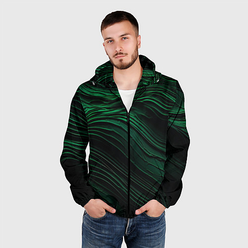 Мужская ветровка Dark green texture / 3D-Черный – фото 3