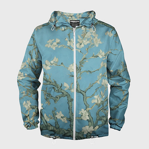 Мужская ветровка Цветущие ветки миндаля - картина ван Гога / 3D-Белый – фото 1