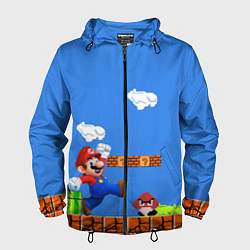 Ветровка с капюшоном мужская Супер Марио, цвет: 3D-черный