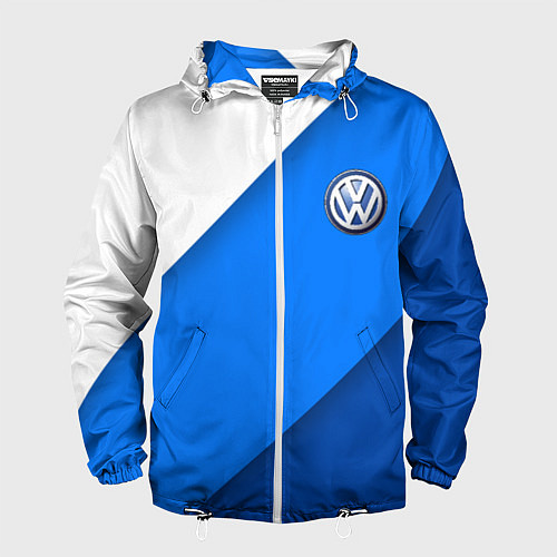 Мужская ветровка Volkswagen - голубые линии / 3D-Белый – фото 1