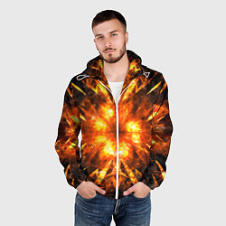 Ветровка с капюшоном мужская Fire abstract, цвет: 3D-белый — фото 2