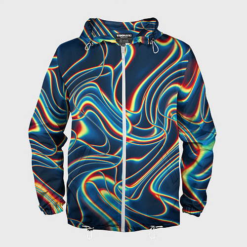 Мужская ветровка Abstract waves / 3D-Белый – фото 1
