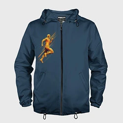 Ветровка с капюшоном мужская Золотой бегущий человек, цвет: 3D-черный