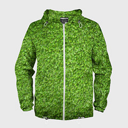 Ветровка с капюшоном мужская Зелёный газон, цвет: 3D-белый