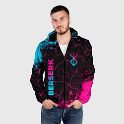 Ветровка с капюшоном мужская Berserk - neon gradient: надпись, символ, цвет: 3D-черный — фото 2