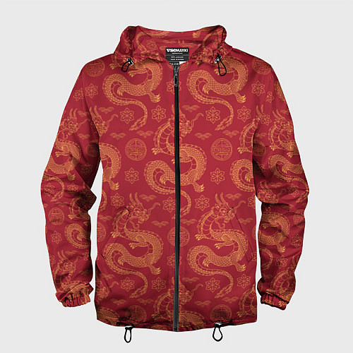 Мужская ветровка Dragon red pattern / 3D-Черный – фото 1